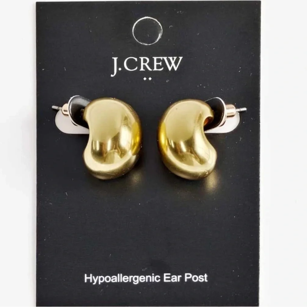 J.CREW ‘THE BEAN’ Structural Orb Earrings in Brushed Gold; Signed & NWT - Picture 10 of 11